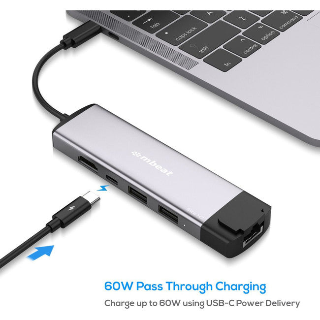 UCDX7 7 IN 1 USB-C MULTIFUNCTION HUB PD 4K HDMI GIGA LAN MBEAT MB-UCD-X7