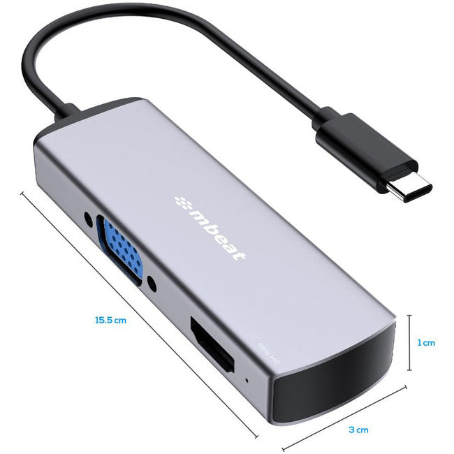 UCDX2 2 IN 1 USB-C TO HDMI VGA 4K MBEAT MB-UCD-X2