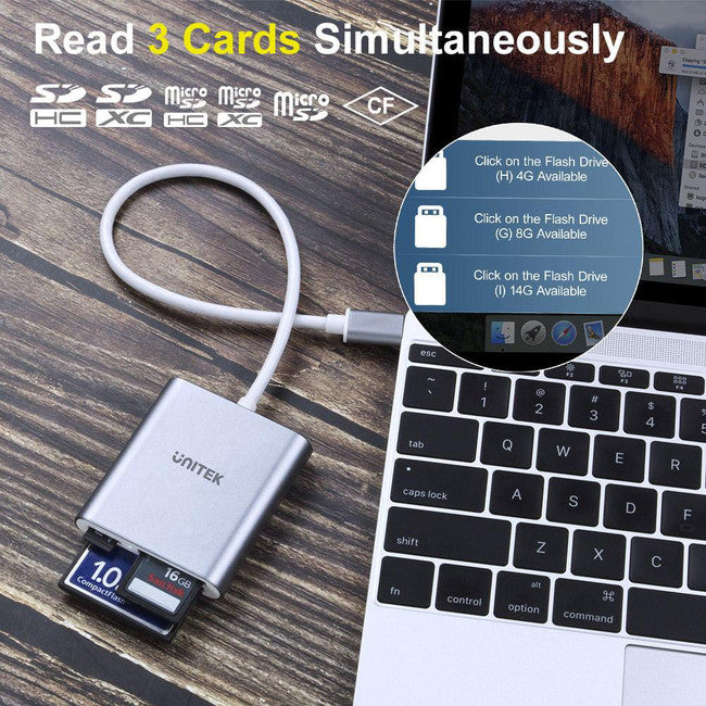 Y9324BGY USB3.0 USB-C CARD READER UNITEK Y-9324BGY