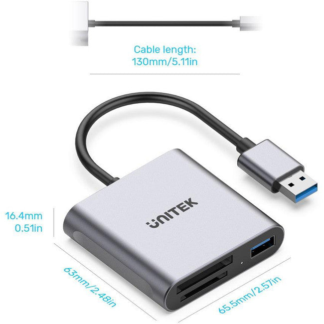 R1011A - USB3.2 XQD SD TF CARD READER - UNITEK