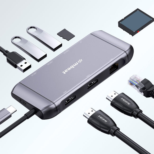 UCDX11 9 IN 1 USB-C TO DUAL HDMI DOCK 4K MBEAT MB-UCD-X11
