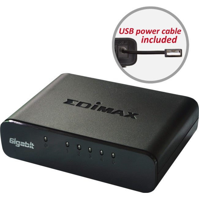 ES5500G 5 PORT GIGA DESKTOP SWITCH OPTIONAL USB POWER EDIMAX ES-5500G V3
