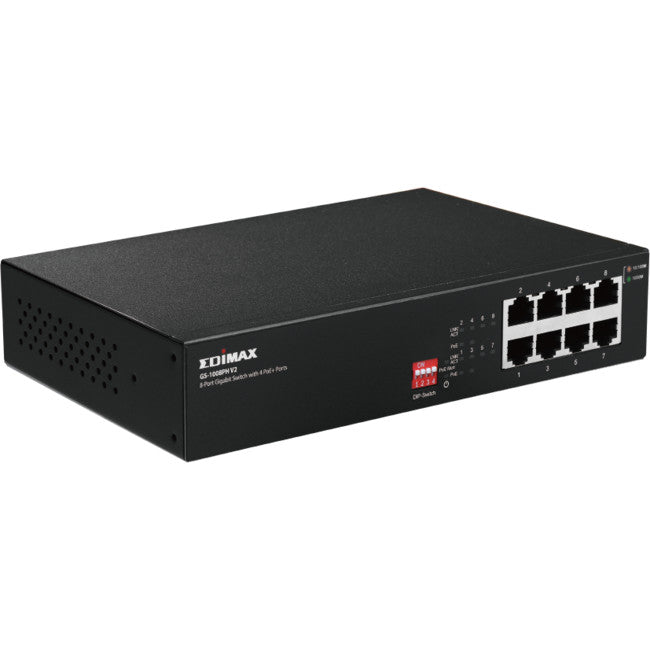 GS1008PHV2 8 PORT GIGA SWITCH WITH 4 POE+ PORTS & DIP SWITCH EDIMAX 09051639