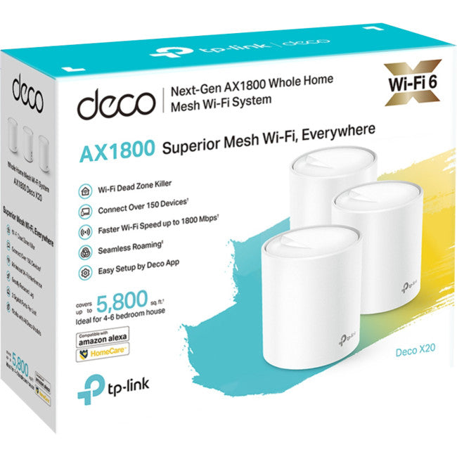 DECOX20-3PK AX1800 WHOLE HOME MESH SYSTEM 3 PACK TP-LINK DECO X20 (3-PACK)