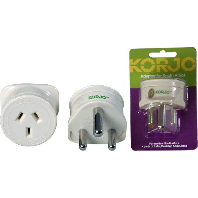 KASI AUST. TO SOUTH AFRICA ADAPTOR FOR AUSTRALIA 240V PLUG- FIT22 KORJO KASI