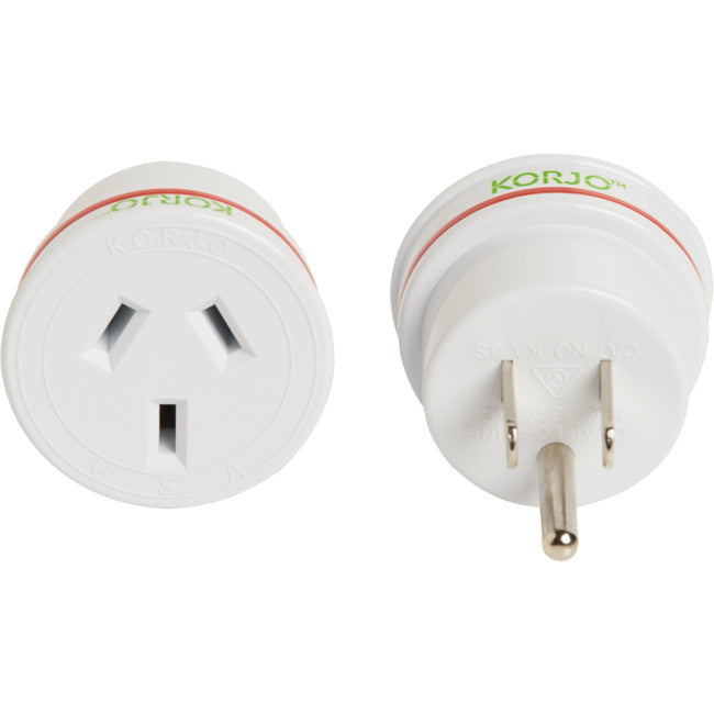 KAUS AUST. TO USA TRAVEL ADAPTOR FOR AUSTRALIA 240V PLUG- FIT28 KORJO KAUS