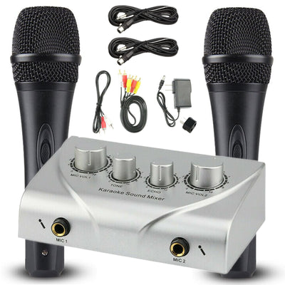 Bluetooth Mixer Mic & Sound Bar Package Karaoke System 2 x Microphone Echo