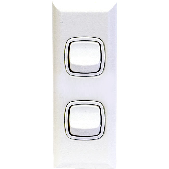 CDXLA770/2WEWE DUAL ARCHITRAVE LIGHT SWITCH WHITE - HPM HPM CDXLA770/2WEWE