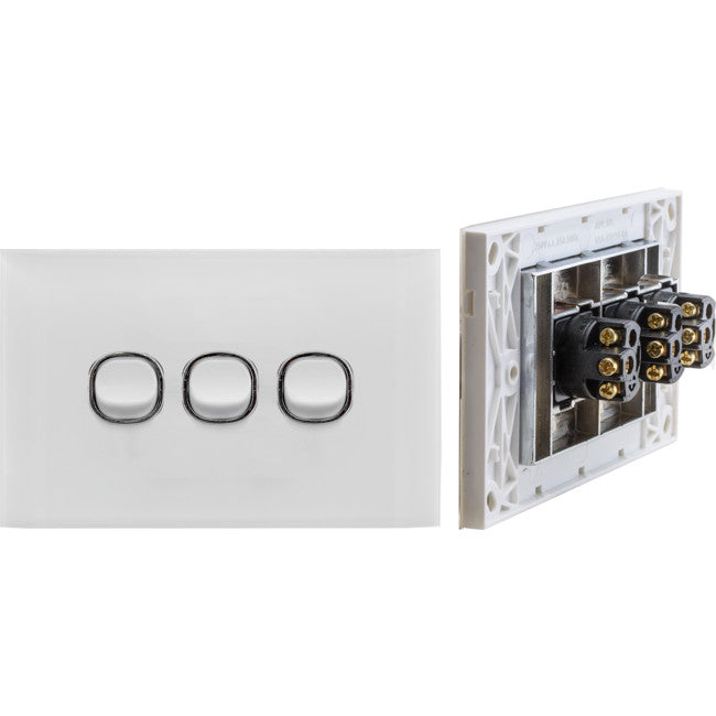 ASW3 ACRYLIC 3 GANG SWITCH PLATE 3 GANG POWER SWITCH 2 WAY DOSS LY77GSW3