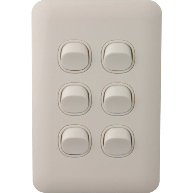 S6W SUPER SLIM 6 GANG LIGHT SWITCH WAFER SERIES TRANSCO S6W