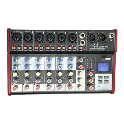 SE-8MM Live Audio Mixer 8 Channel Mixer incl. USB Bluetooth Soundcard Phantom Power with Condenser Mic