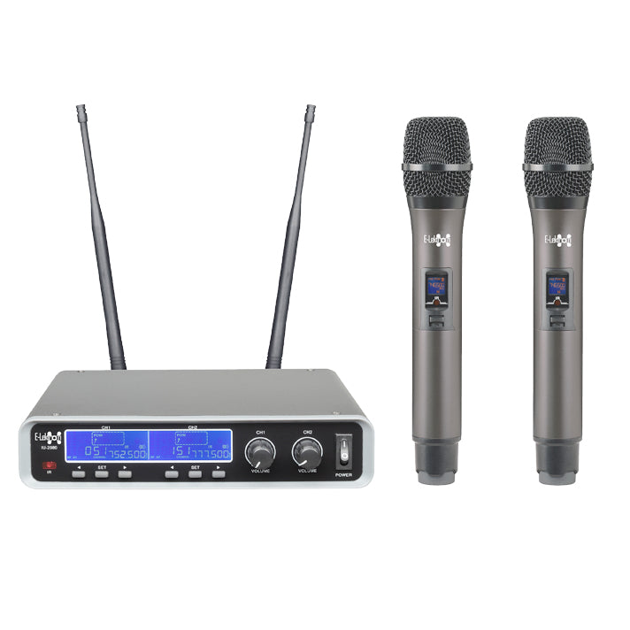 IU-2080HH Dynamic UHF Digital 100 Channels Tunable Wireless Microphone System 2xHandheld