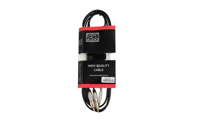 Event Lighting MJ2RCA3EL - 3m 2x RCA Male to Mini Jack Male Signal Lead - Red and Black Ring