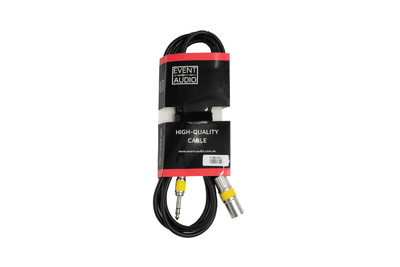 Event Lighting XLRMJ3BALEL - 3m XLR 3 Pin Male to Jack Male Signal Lead - Yellow Ring