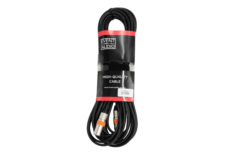 Event Lighting XLRMXLRF10EL - 10m XLR 3 Pin Male to Female Signal Lead - Orange Ring