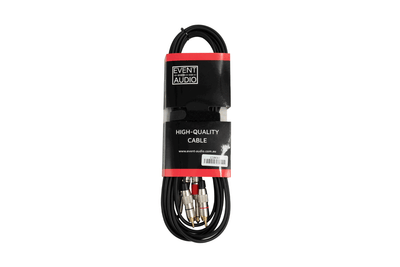 Event Lighting 2J2RCA5EL - 5m 2x Jack Male to 2x RCA Male Signal Lead - Red and Black Ring