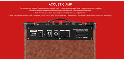 AROMA Acoustic Guitar Amplifier TM-20A with Bluetooth and effects