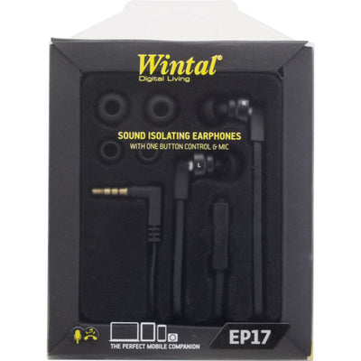 EP17 IN EAR EARPHONE WITH MIC BLACK & GREY COLOUR WINTAL EP20