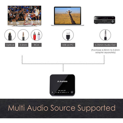 HT4189BLK WIRELESS HEADPHONE FOR TV W/ TRANSMITTER 30M LONG RANGE AVANTREE BTHT-4189-BLK