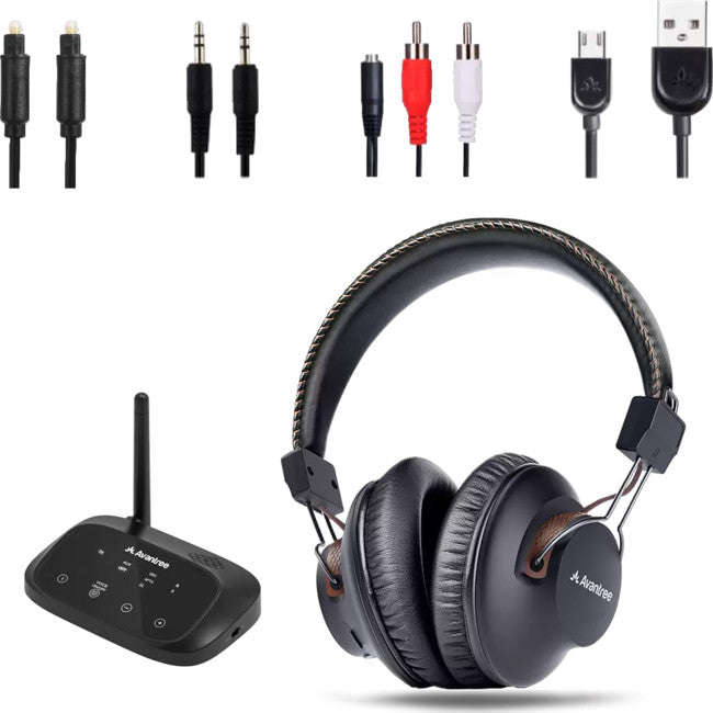 HT5009BLK WIRELESS HEADPHONES FOR TV WITH BLUETOOTH TRANSMITTER 50M AVANTREE BTHT-5009-BLK