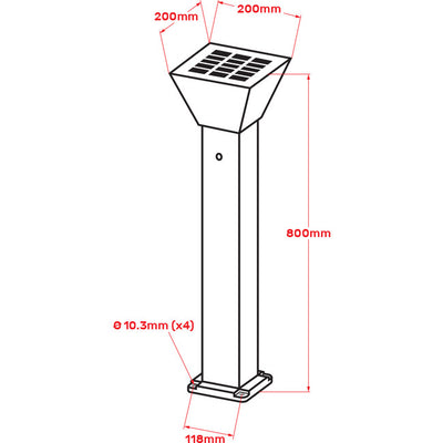 PLSB5W-3K/5K-800 5W SOLAR LED BOLLARD LIGHT 3K - 5K - 450-500LM POWERCELL 25122620