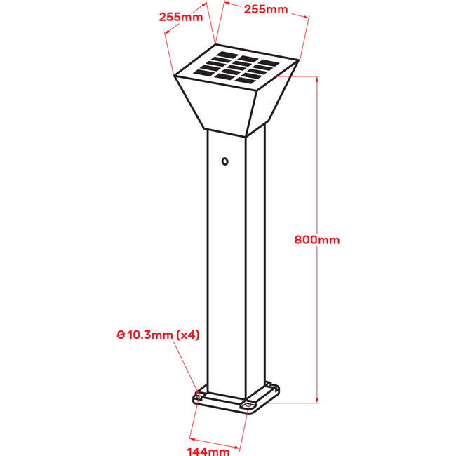 PLSB5W-RGB-800 5W RGB SOLAR LED BOLLARD LIGHT 3K-4K-5K & RGB POWERCELL 25122623