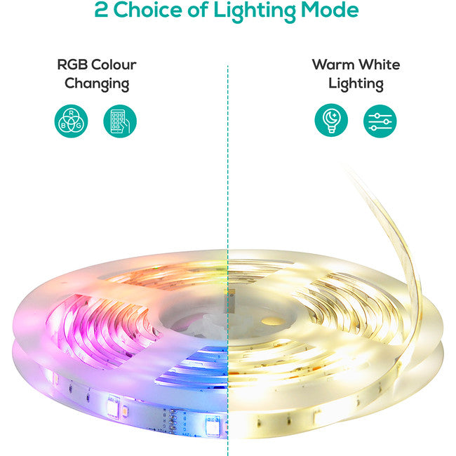 LS655M 5M SMART RGB LED STRIP IP65 ACTIVIVA APP CONTROLLED MBEAT ACA-LS65RGBWW-5M