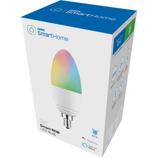 SHE14RGB LASER 5W E14 SMART GLOBE RGB ALEXA GOOGLE HOME 460LM LASER LSH-E14RGB5W