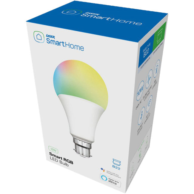 SHB22RGB LASER 10W B22 SMART GLOBE RGB ALEXA GOOGLE HOME 1000LM LASER LSH-B22RGB10W