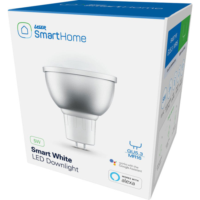SHGU5.3W 5W GU5.3 SMART DOWNLIGHT WHITE ALEXA GOOGLE HOME 430LM LASER SMT-WWDL53-L