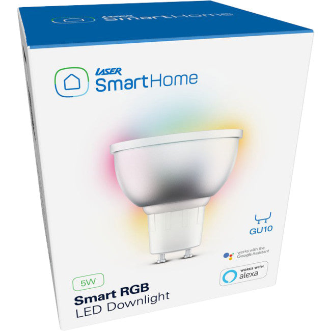 SHGU10RGB 5W GU10 SMART DOWNLIGHT RGB ALEXA GOOGLE HOME 430LM LASER SMT-RGBDL10-L