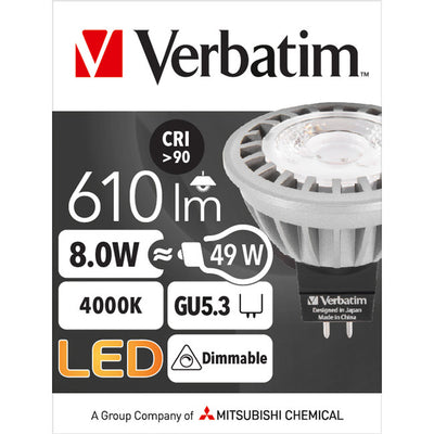 52358 MR16 GU5.3 DIMMABLE 8W 610LM VERBATIM 52358