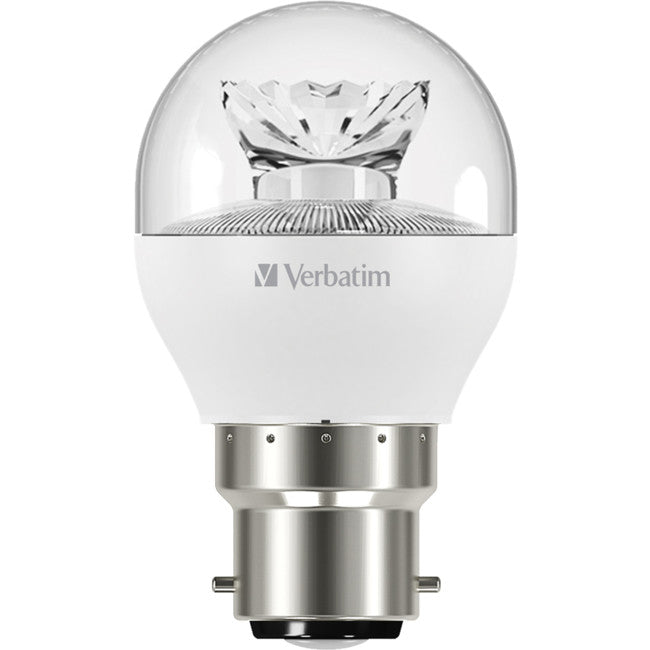 65364 B22 MINI GLOBE 6.2W DIMMABLE CLEAR 470LM 3000K WARM WHITE VERBATIM 65364