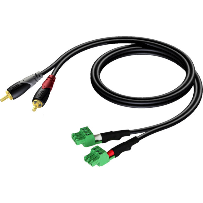 CLA832-1 2X RCA TO 2X TERMINAL BLOCKS 1M PROCAB CLA832/1