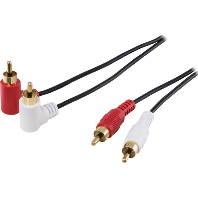 LA3041 RIGHT ANGLE RCA STEREO LEAD 2M 2 X RCA PLUG TO 2 X RCA PLUG PRO2