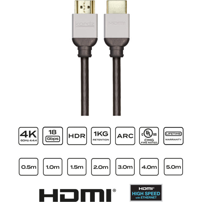 K26016-0150-CH PRO SERIES 3 18GBPS HDMI LEAD HIGH SPEED WITH ETHERNET-KORDZ KORDZ K26016-0150-CH