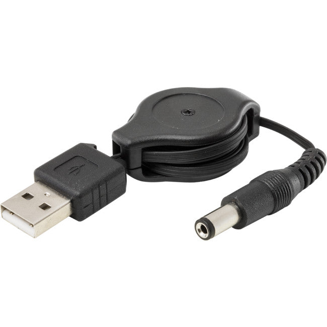 LC7225 0.8M RETRACTABLE USB TO DC PLUG TO PLUG USB2 TO 2.1MM DC PRO2