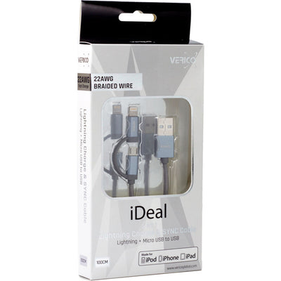 VC08 2-IN-1 LIGHTNING CABLE - 1M MFI VERICO VER-ACC-LIGHTNING-VC