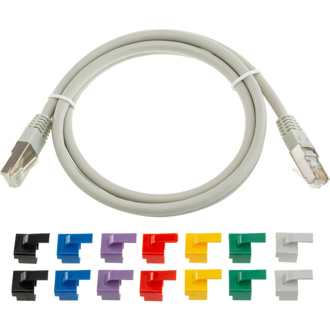 PC6A2.1/GRY - GREY CAT6A PATCH SHIELDED 2.1M - MULTI COLOURED CLIPS - EVERSURE