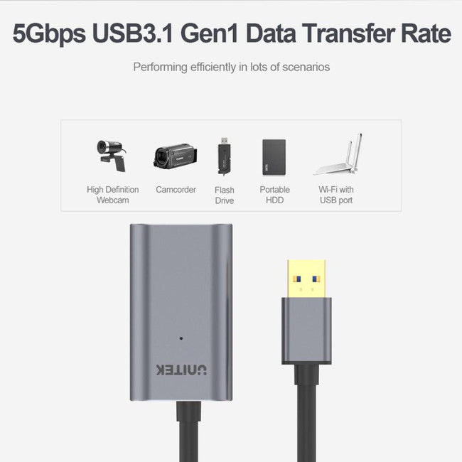 Y3004 - 5M USB3.0 ALUMINIUM EXT LEAD - UNITEK
