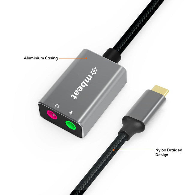 LC7978 - USB-C TO AUDIO AND MIC ADAPTER - TOUGHLINK - MBEAT