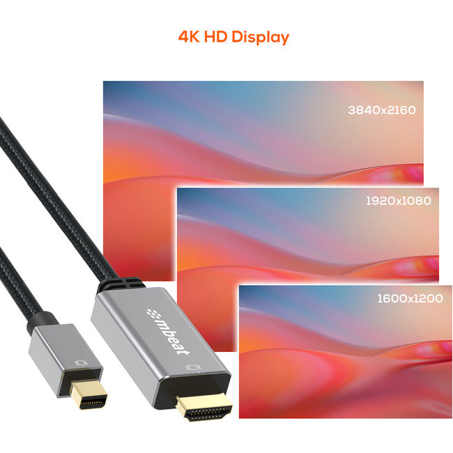 LC7990 - 1.8M MINI DISPLAY PORT TO HDMI - 4K TOUGHLINK - MBEAT
