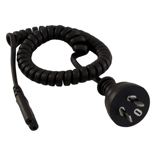 C720AC - CURLY FIG-8 MAINS LEAD - 2M - FIGURE 8 IEC- C7 FIG8 - DOSS