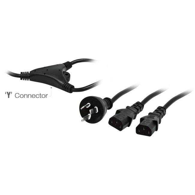 K9YIEC2 - MAINS POWER TO 2X IEC 'Y' - 2M - 240V TO 2XIEC SOCKET LEAD - DOSS