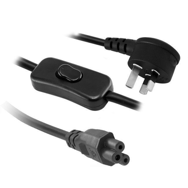 CLPC52RS - CLOVER LEAF POWER LEAD - 2M - RIGHT ANGLE W/ INLINE SWITCH - DOSS