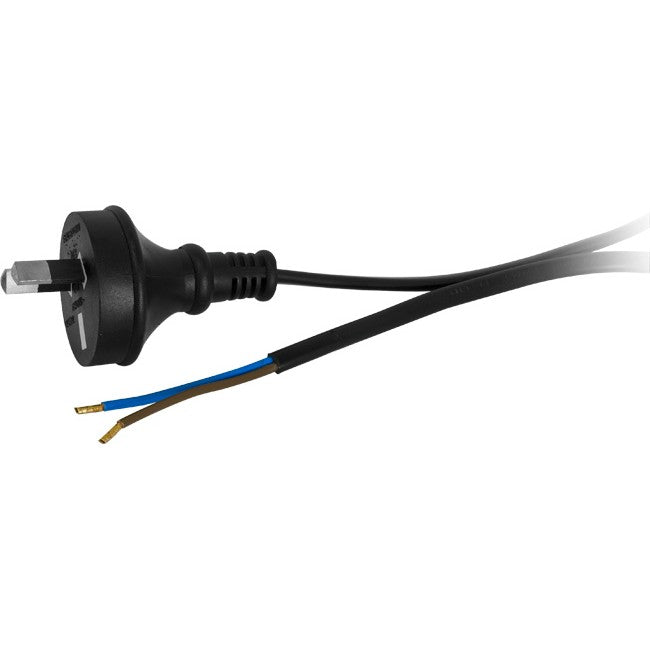 32PB - 3M 7.5A 2 CORE MAINS LEAD - BARE WIRE POWER LEAD BLACK - DOSS