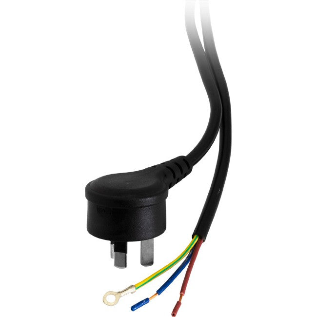 23PBR - 7.5A 3 CORE RIGHT ANGLE - 2M - MAINS BARE WIRE POWER LEAD BLK - DOSS