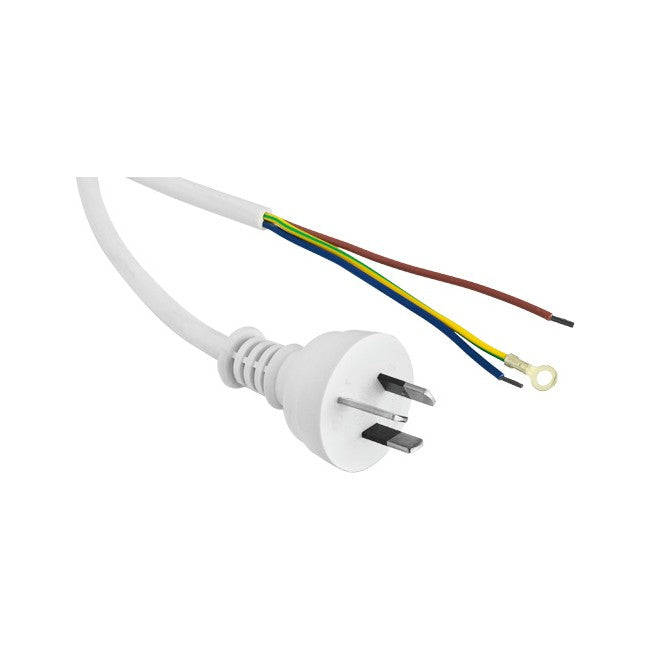 23PW - 2M 7.5A 3 CORE MAINS LEAD - BARE WIRE POWER LEAD WHITE - DOSS