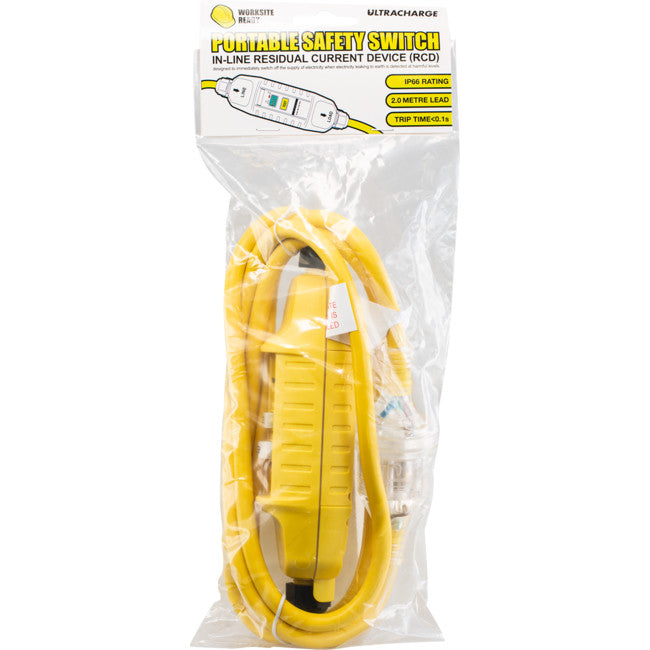 UR240RCD LEAD WITH RCD SAFETY SWITCH 2M 10A PLUG INLINE RCD ULTRACHARGE UR240RCD