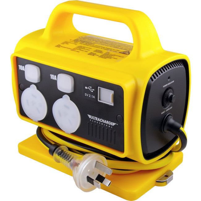 UR1005RU 5X10A RCD PORTABLE POWER BLOCK 10A PLUG & 2 X USB 2.1A ULTRACHARGE UR100/5RU 10A